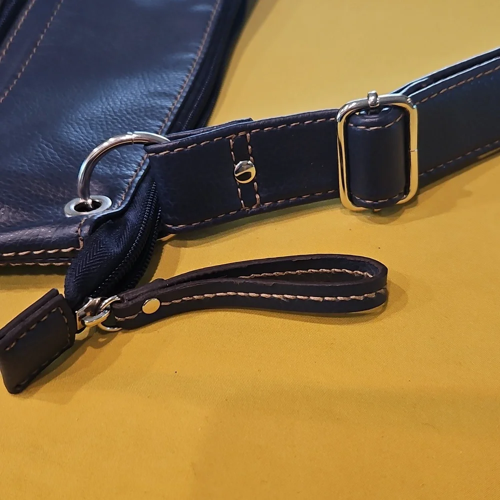 Navy Blue Relic by Fossil Crossbody Handbag, w/ Front Pocket & Decorative Buckle